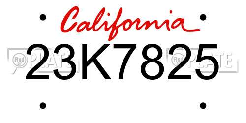 23K7825 California License Plate