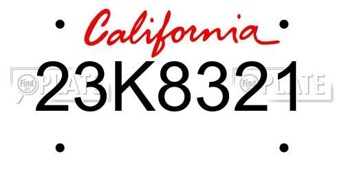 23K8321 California License Plate