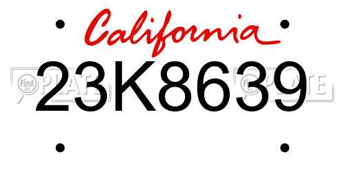23K8639 California License Plate