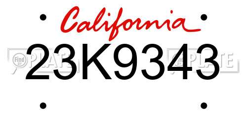 23K9343 California License Plate