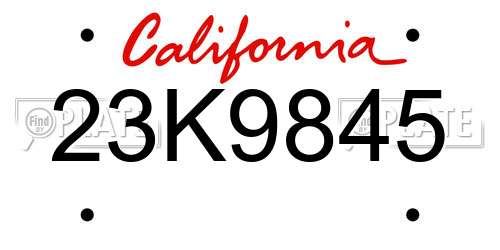 23K9845 California License Plate