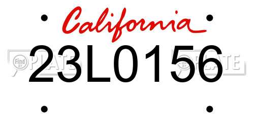 23L0156 California License Plate