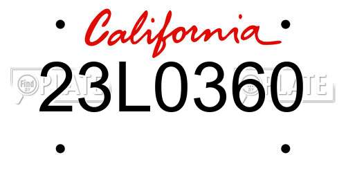 23L0360 California License Plate