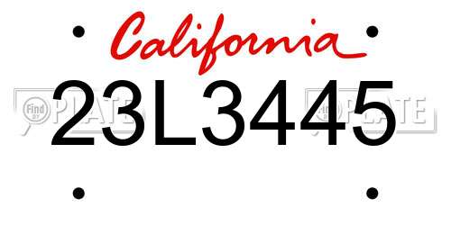 23L3445 California License Plate