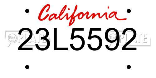 23L5592 California License Plate