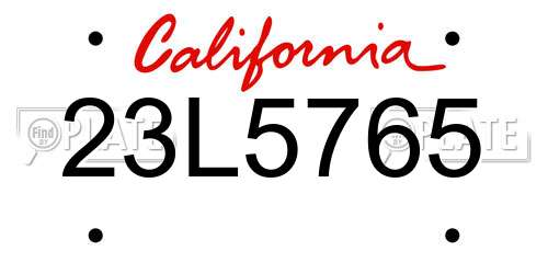 23L5765 California License Plate
