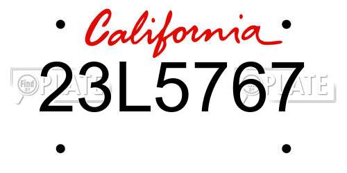 23L5767 California License Plate
