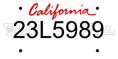 23L5989 California License Plate