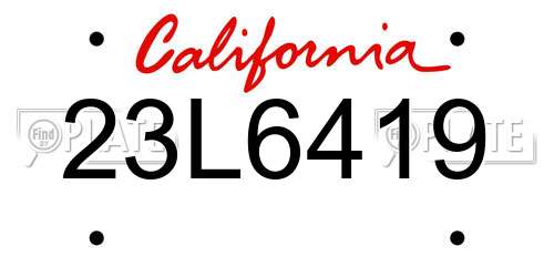 23L6419 California License Plate