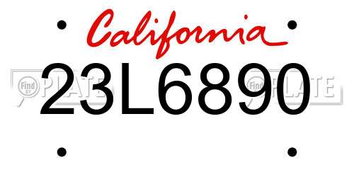 23L6890 California License Plate