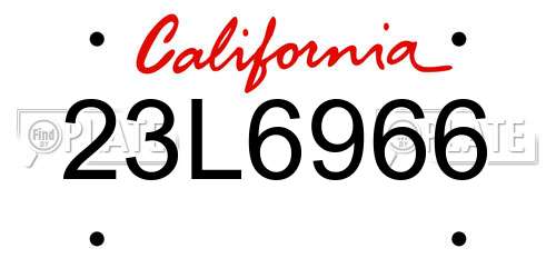 23L6966 California License Plate