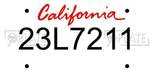 23L7211 California License Plate
