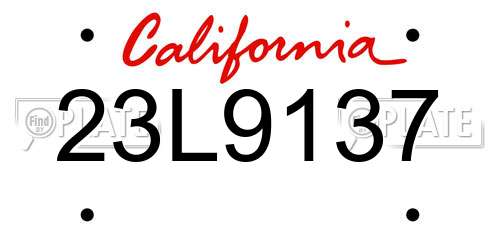 23L9137 California License Plate