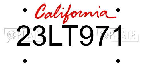 23LT971 California License Plate