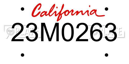 23M0263 California License Plate