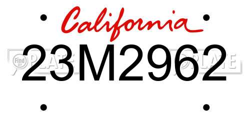 23M2962 California License Plate