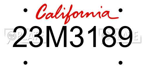 23M3189 California License Plate