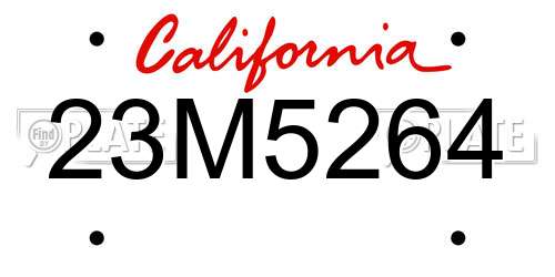 23M5264 California License Plate
