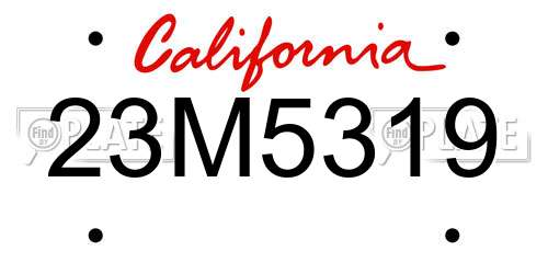 23M5319 California License Plate