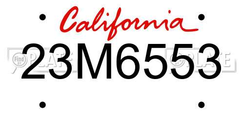 23M6553 California License Plate