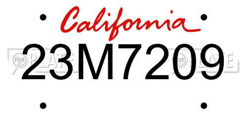 23M7209 California License Plate