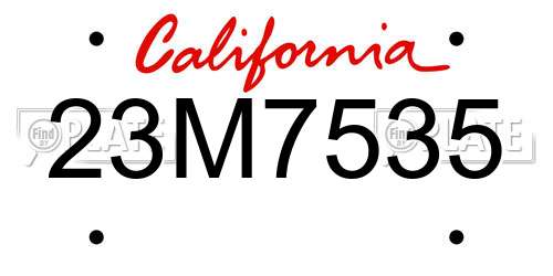 23M7535 California License Plate