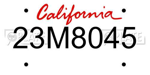 23M8045 California License Plate