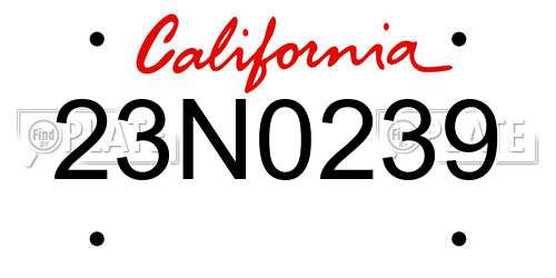 23N0239 California License Plate