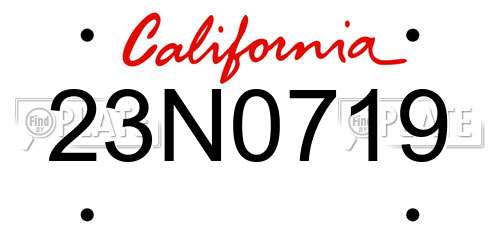 23N0719 California License Plate