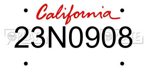 23N0908 California License Plate
