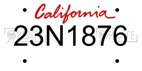 23N1876 California License Plate