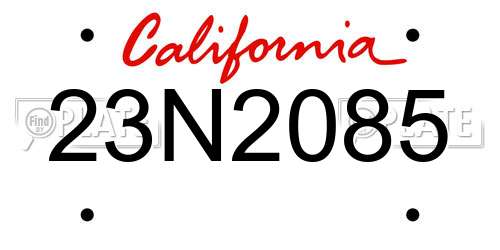 23N2085 California License Plate