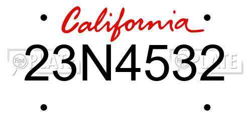 23N4532 California License Plate
