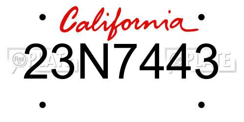 23N7443 California License Plate