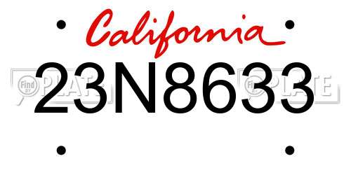 23N8633 California License Plate