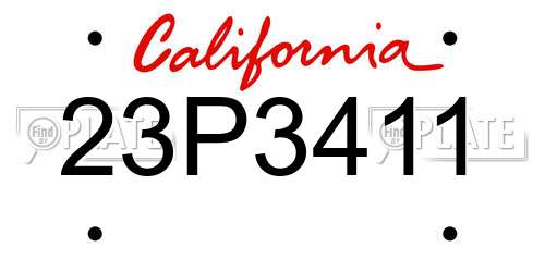 23P3411 California License Plate