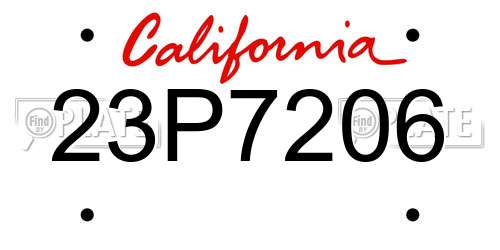 23P7206 California License Plate