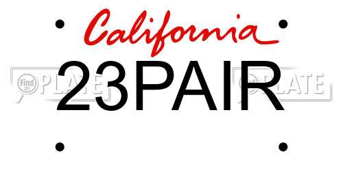 23PAIR California License Plate