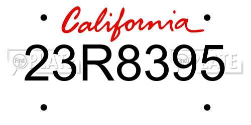 23R8395 California License Plate