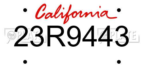23R9443 California License Plate