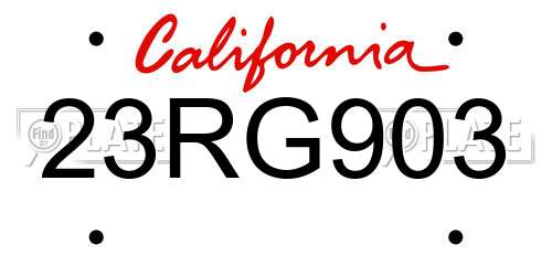 23RG903 California License Plate