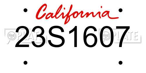 23S1607 California License Plate