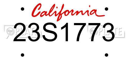23S1773 California License Plate