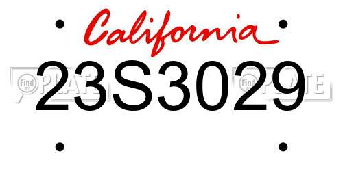 23S3029 California License Plate