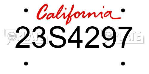 23S4297 California License Plate