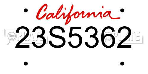 23S5362 California License Plate