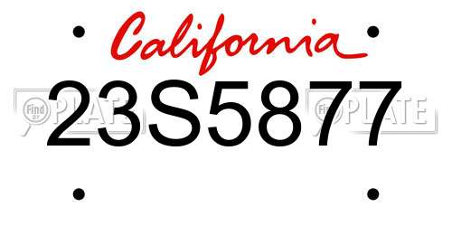23S5877 California License Plate