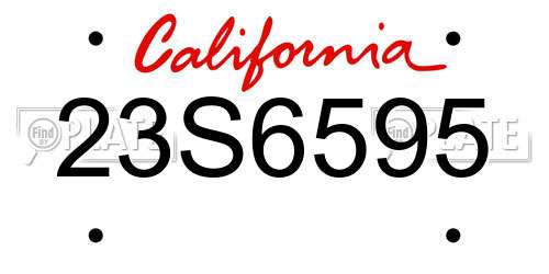 23S6595 California License Plate