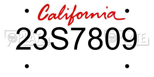 23S7809 California License Plate