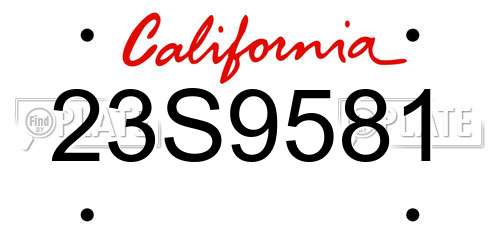23S9581 California License Plate